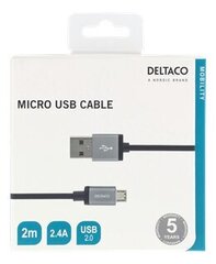 Deltaco MICRO-113F, USB-A/micro USB, 2 м цена и информация | Borofone 43757-uniw | hansapost.ee