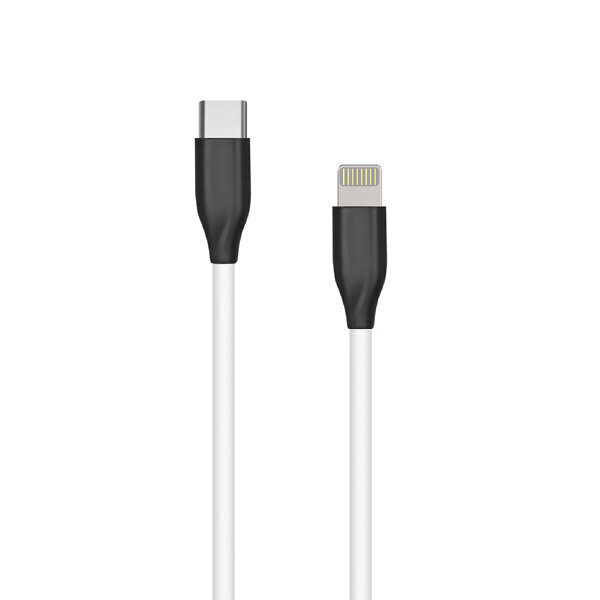 Silikoonkaabel Lightning - USB Type-C (1 m, valge) цена и информация | Mobiiltelefonide kaablid | hansapost.ee