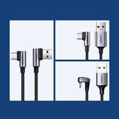 Ugreen USB - USB Typ C angled cable Quick Charge 3.0 QC3.0 3 A 0,5 m gray (US176 20855) цена и информация | Кабели для телефонов | hansapost.ee