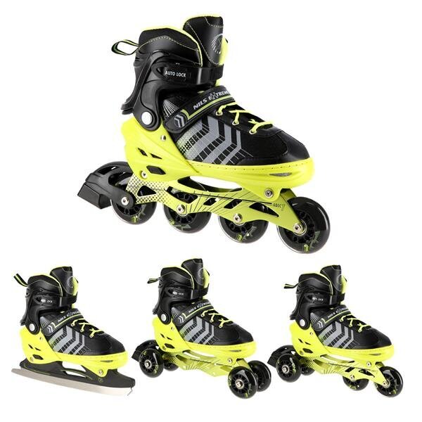 NH18192 4IN1 BLACK-GREEN SIZE L(39-43) IN-LINE SKATES/HOCKEY ICE SKATES hind ja info | Rulluisud ja tarvikud | hansapost.ee