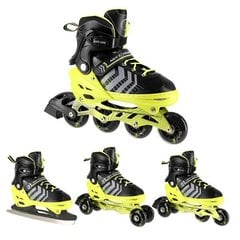 NH18192 4IN1 BLACK-GREEN SIZE S(29-33) IN-LINE SKATES/HOCKEY ICE SKATES hind ja info | Rulluisud ja tarvikud | hansapost.ee