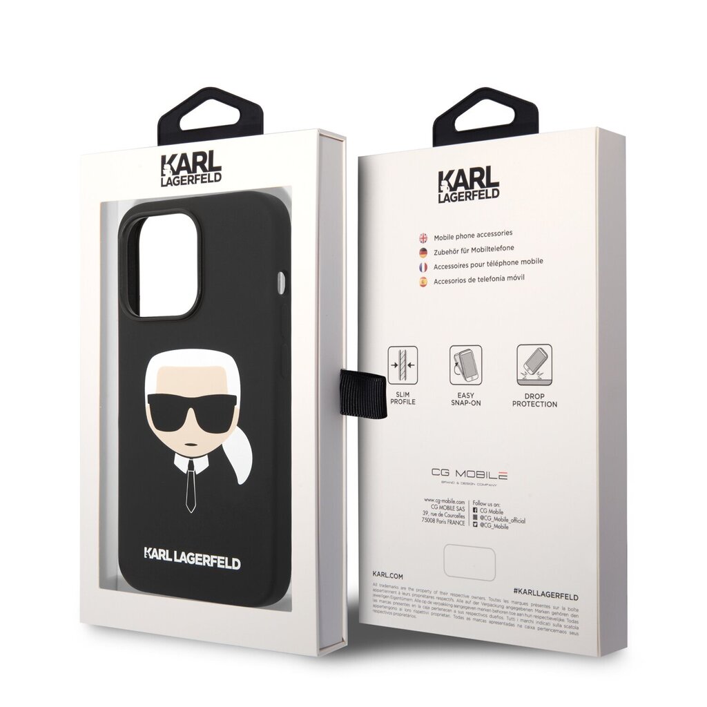 Karl Lagerfeld Liquid Silicone Karl Head Case for iPhone 14 Pro Max Black hind ja info | Telefonide kaitsekaaned ja -ümbrised | hansapost.ee