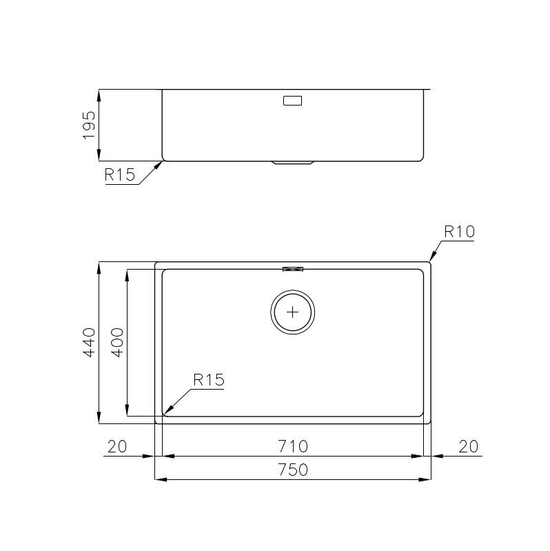 Foster valamu KE R15 BOWL 710x400 hind ja info | Köögivalamud | hansapost.ee