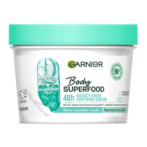 Rahustav kehakreem normaalsele ja kuivale nahale Garnier Body Superfood Soothing Body Cream, 380 ml hind ja info | Kehakreemid, kehaõlid ja losjoonid | hansapost.ee