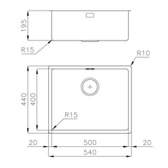 Foster valamu KE R15 BOWL 500x400 hind ja info | Köögivalamud | hansapost.ee