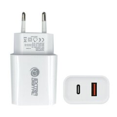 Extra Digital USB+ Type C: 220V, 36W, 3A, PD+QC3.0 цена и информация | Зарядные устройства для телефонов | hansapost.ee