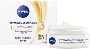 Päevakreem kortsude vastu Nivea Anti-wrinkle + Revitalizing Day Cream SPF15 55+, 50 ml цена и информация | Кремы для лица | hansapost.ee