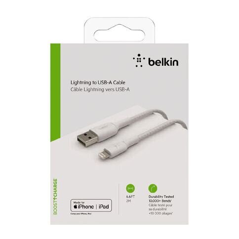 Belkin Lightning to USB-A 2m, white hind ja info | Mobiiltelefonide kaablid | hansapost.ee