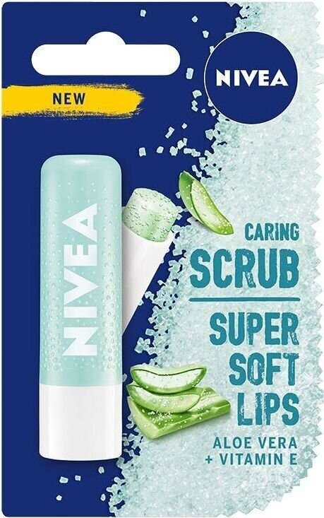 Huulekoorija palsam Nivea Aloe Vera Caring Scrub Lip Balm, 5 ml цена и информация | Huulekosmeetika | hansapost.ee