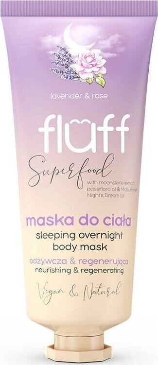 Üleöömask kehale Fluff Super Food Sleeping Overnight Body Mask Levandos ja roosid, 150 ml цена и информация | Kehakreemid, kehaõlid ja losjoonid | hansapost.ee