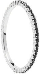 PDPAOLA Минималистское серебряное кольцо с черными цирконами Black Essential Silver AN02-348 цена и информация | Кольцо | hansapost.ee