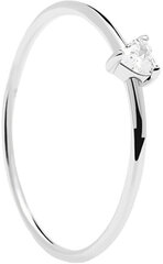 PDPAOLA Minimalistlik hõbedane südamega sõrmus White Heart Silver AN02-223 hind ja info | Sõrmused | hansapost.ee