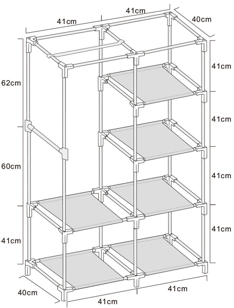 Tekstiilist riidekapp Saska Garden, hall hind ja info | Kapid | hansapost.ee