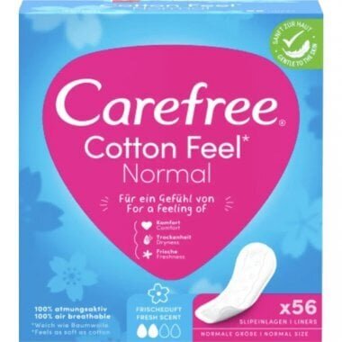 Įklotai Carefree Carefree Cotton Uscented, 56 vnt цена и информация | Tampoonid, hügieenisidemed ja menstruaalanumad | hansapost.ee