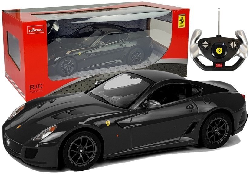 Auto Ferrari 599 GTO Rastar koos kaugjuhtimispuldiga 1:14, must цена и информация | Mänguasjad poistele | hansapost.ee