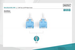 Digitus Патч-кабель CAT 5e U-UTP, 2 м, белый цена и информация | Кабели и провода | hansapost.ee