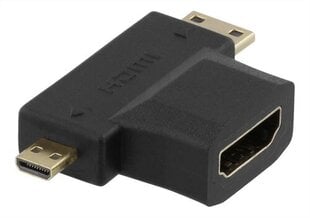 Adapter Deltaco HDMI-22G, HDMI-M/miniHDMI-F/microHDMI-F hind ja info | USB adapterid ja jagajad | hansapost.ee