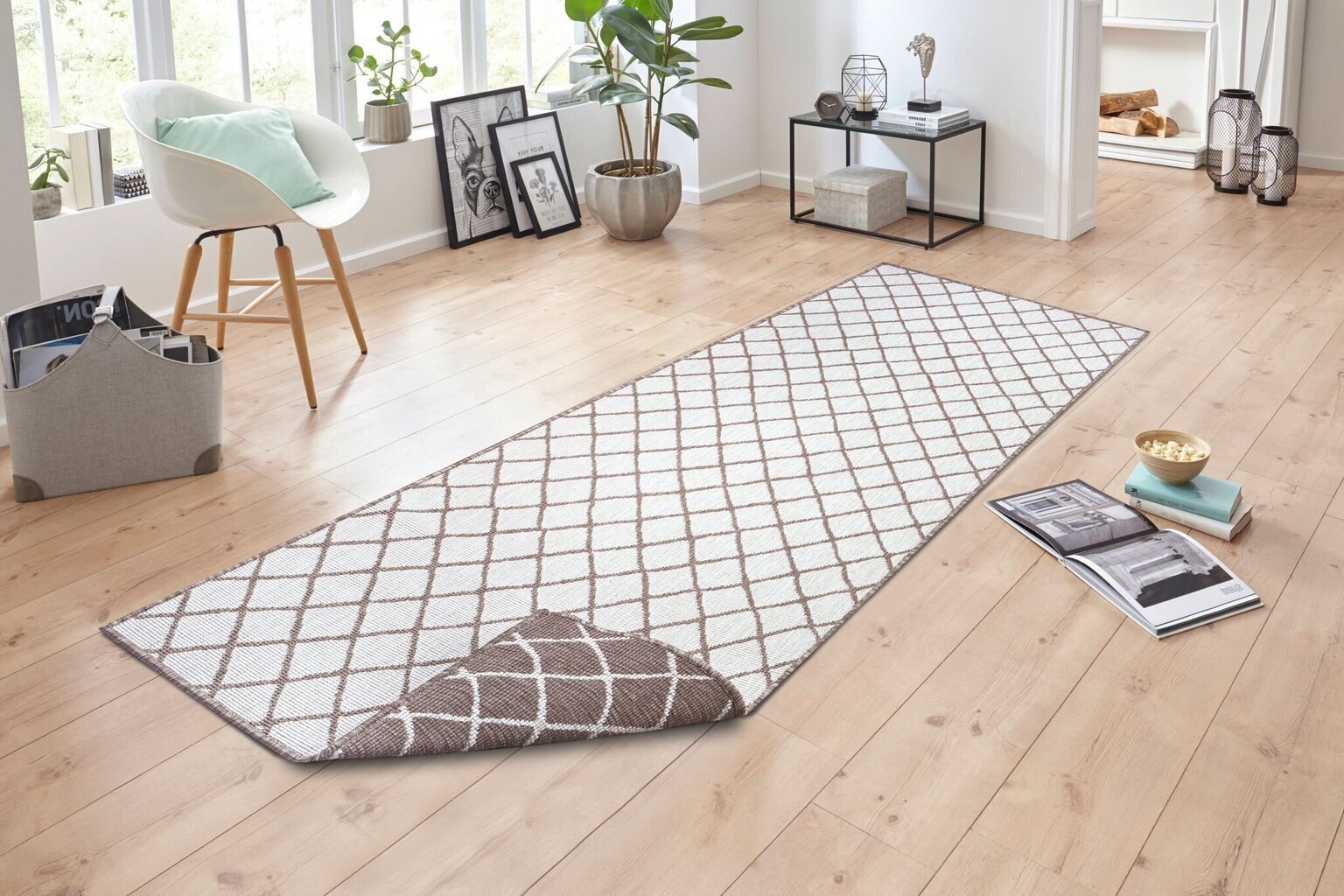 Northrugs kahepoolne vaip In-& Outdoor Malaga, beež, 80x350 cm hind ja info | Vaibad | hansapost.ee