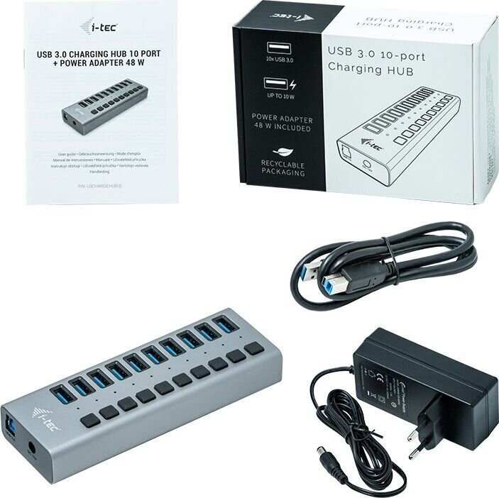 USB-jaotur i-Tec U3Chargehub10 hind ja info | USB adapterid ja jagajad | hansapost.ee