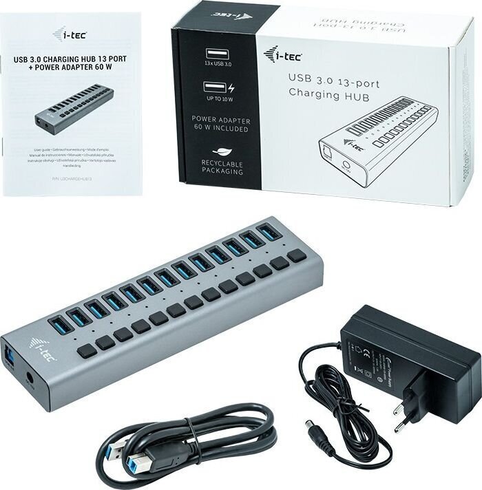 USB-jaotur i-Tec U3CHARGEHUB13  60W hind ja info | USB adapterid ja jagajad | hansapost.ee