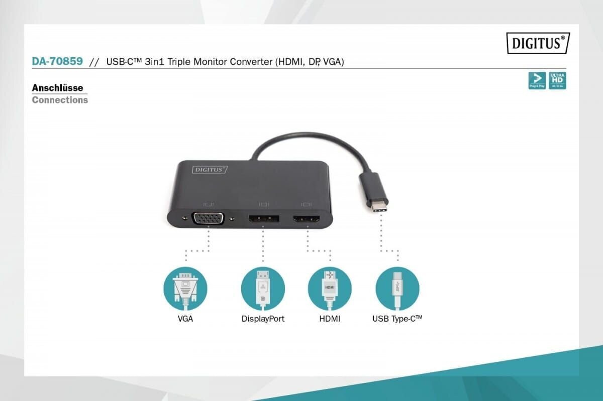 USB-jaotur Digitus DA-70859 hind ja info | USB adapterid ja jagajad | hansapost.ee