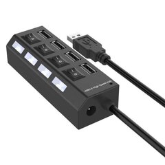 RoGer USB Hub - Splitter 4 x USB 2.0 with Separate On / Off Buttons Black hind ja info | RoGer Arvutid ja IT- tehnika | hansapost.ee