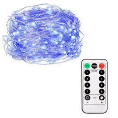 Valguskett 100 LED MicroLED koos puldiga, sinine hind ja info | Jõulutuled | hansapost.ee