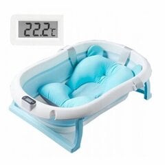 Складная ванна с электронным термометром и подушкой Primabobo Premium для ванны, 80 см, синяя цена и информация | Товары для купания | hansapost.ee