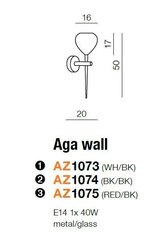 Azzardo seinavalgusti Aga Black/Red hind ja info | Seinavalgustid | hansapost.ee