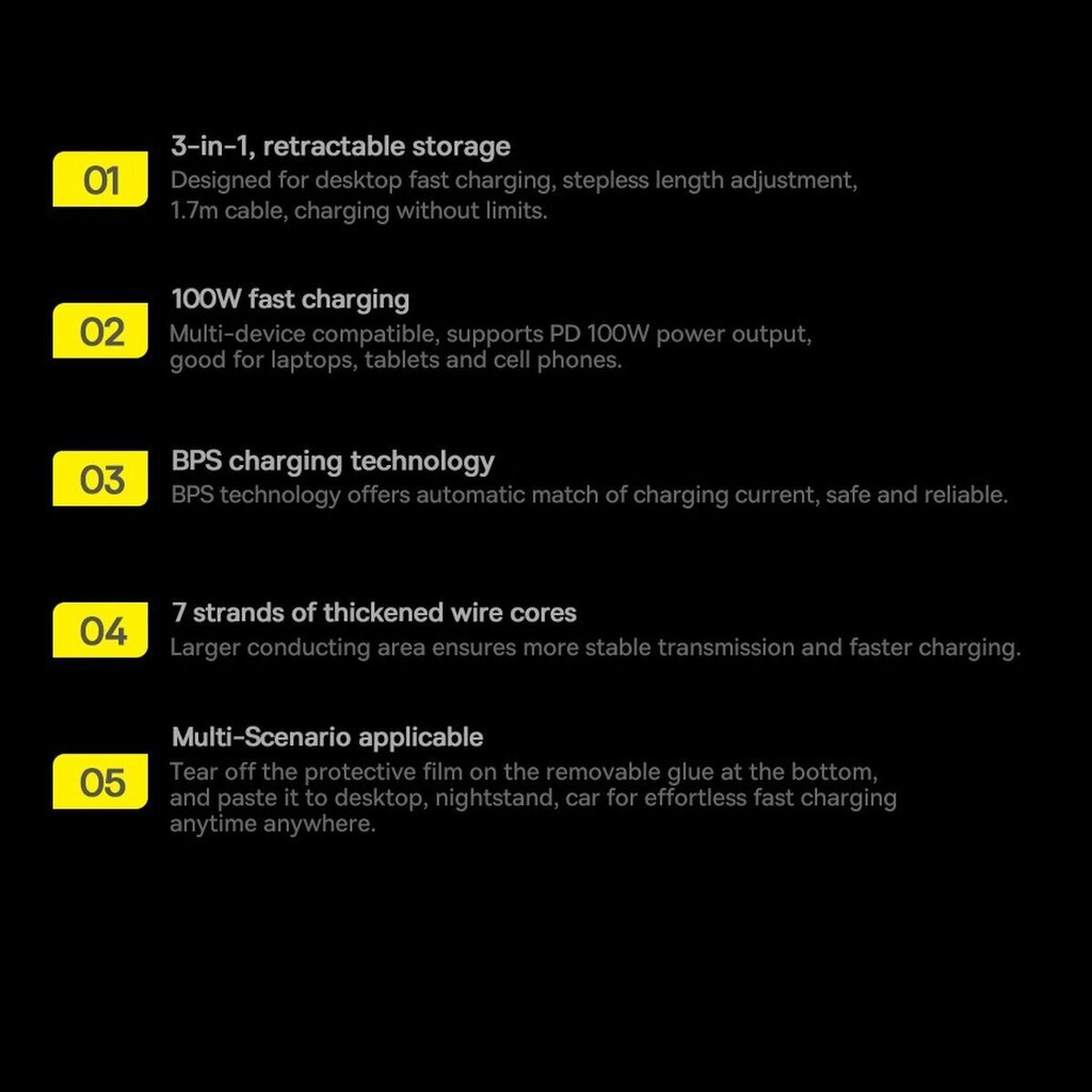 Baseus 3-in-1 USB Type C - Micro USB / USB Type C / Lightning 100W 1.7m (CAQY000005) hind ja info | USB adapterid ja jagajad | hansapost.ee