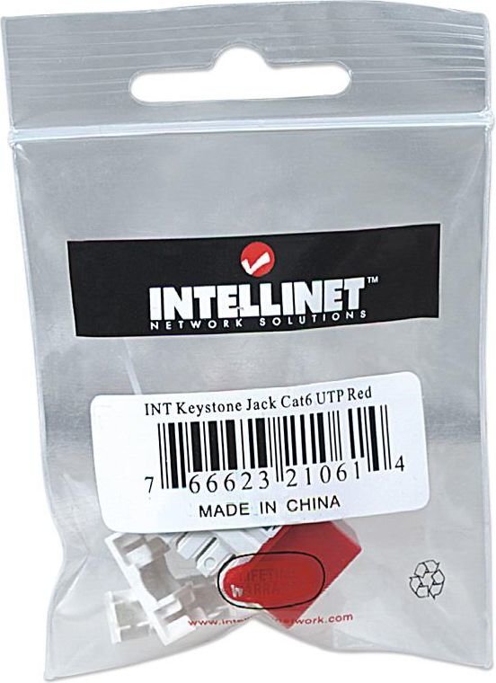 Moodul Intellinet Keystone RJ45 UTP Cat6, punane цена и информация | Juhtmed ja kaablid | hansapost.ee