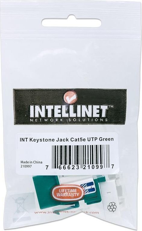 Moodul Keystone Intellinet RJ45 UTP Cat5e Punch-Down, roheline цена и информация | Juhtmed ja kaablid | hansapost.ee