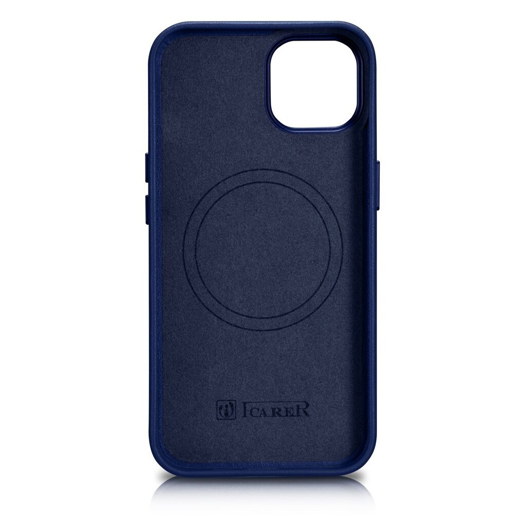 iCarer Leather iPhone 14 Plus blue (MagSafe compatible) цена и информация | Telefonide kaitsekaaned ja -ümbrised | hansapost.ee