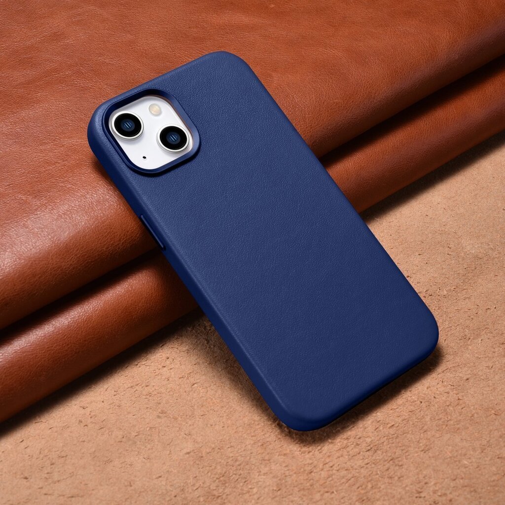 iCarer Leather iPhone 14 Plus blue (MagSafe compatible) цена и информация | Telefonide kaitsekaaned ja -ümbrised | hansapost.ee