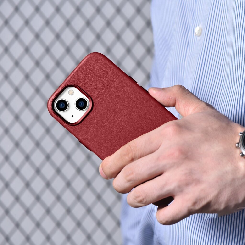 iCarer Leather iPhone 14 Plus red (MagSafe compatible) hind ja info | Telefonide kaitsekaaned ja -ümbrised | hansapost.ee