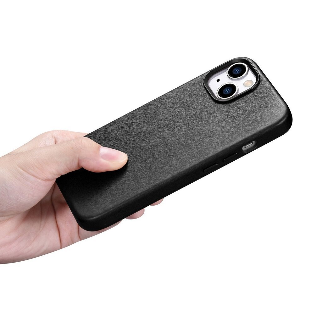 iCarer Leather iPhone 14 Plus black (MagSafe compatible) цена и информация | Telefonide kaitsekaaned ja -ümbrised | hansapost.ee