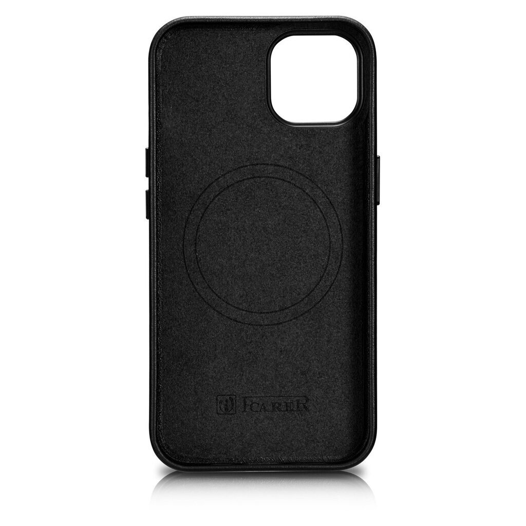 iCarer Leather iPhone 14 Plus black (MagSafe compatible) цена и информация | Telefonide kaitsekaaned ja -ümbrised | hansapost.ee