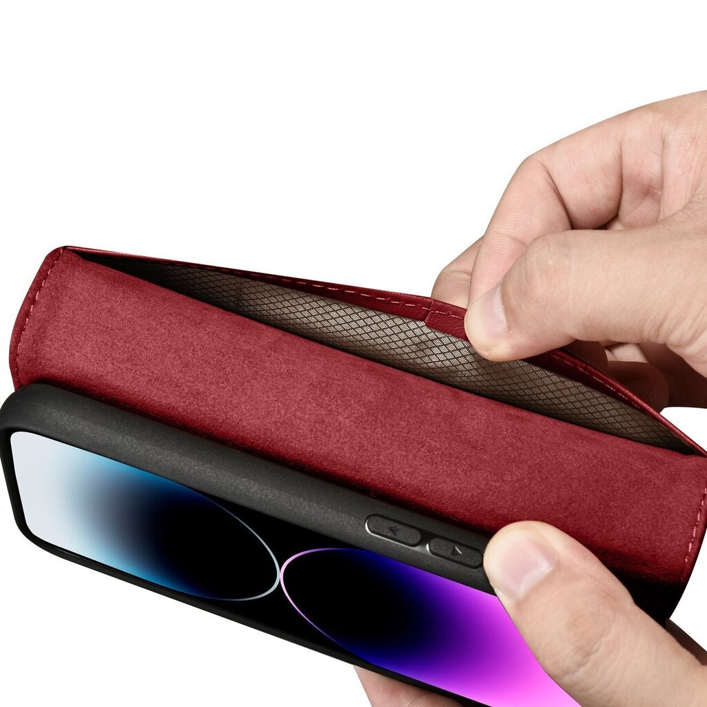 iCarer 2in1 iPhone 14 Pro Max Leather Flip Anti-RFID red (WMI14220728-RD) hind ja info | Telefonide kaitsekaaned ja -ümbrised | hansapost.ee