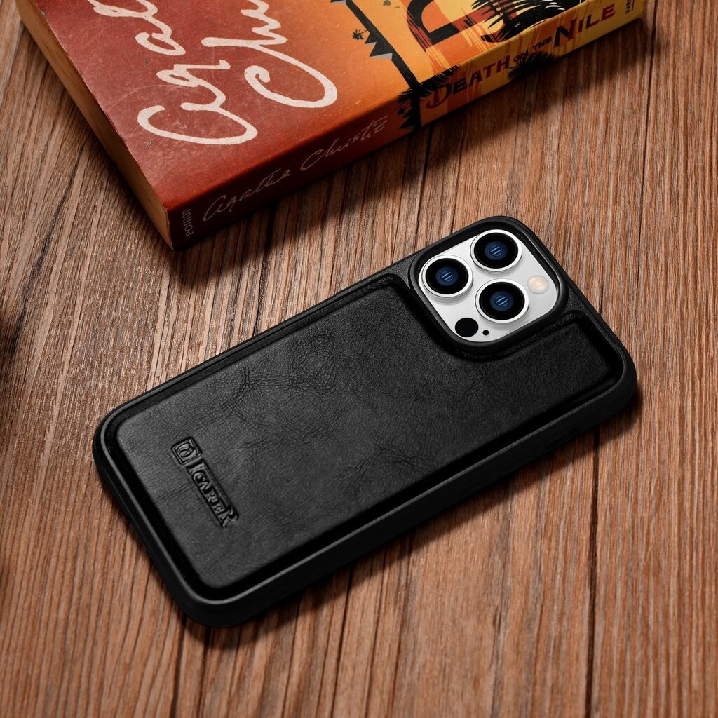 iCarer Leather iPhone 14 Pro Max (MagSafe Compatible) black (WMI14220720-BK) hind ja info | Telefonide kaitsekaaned ja -ümbrised | hansapost.ee
