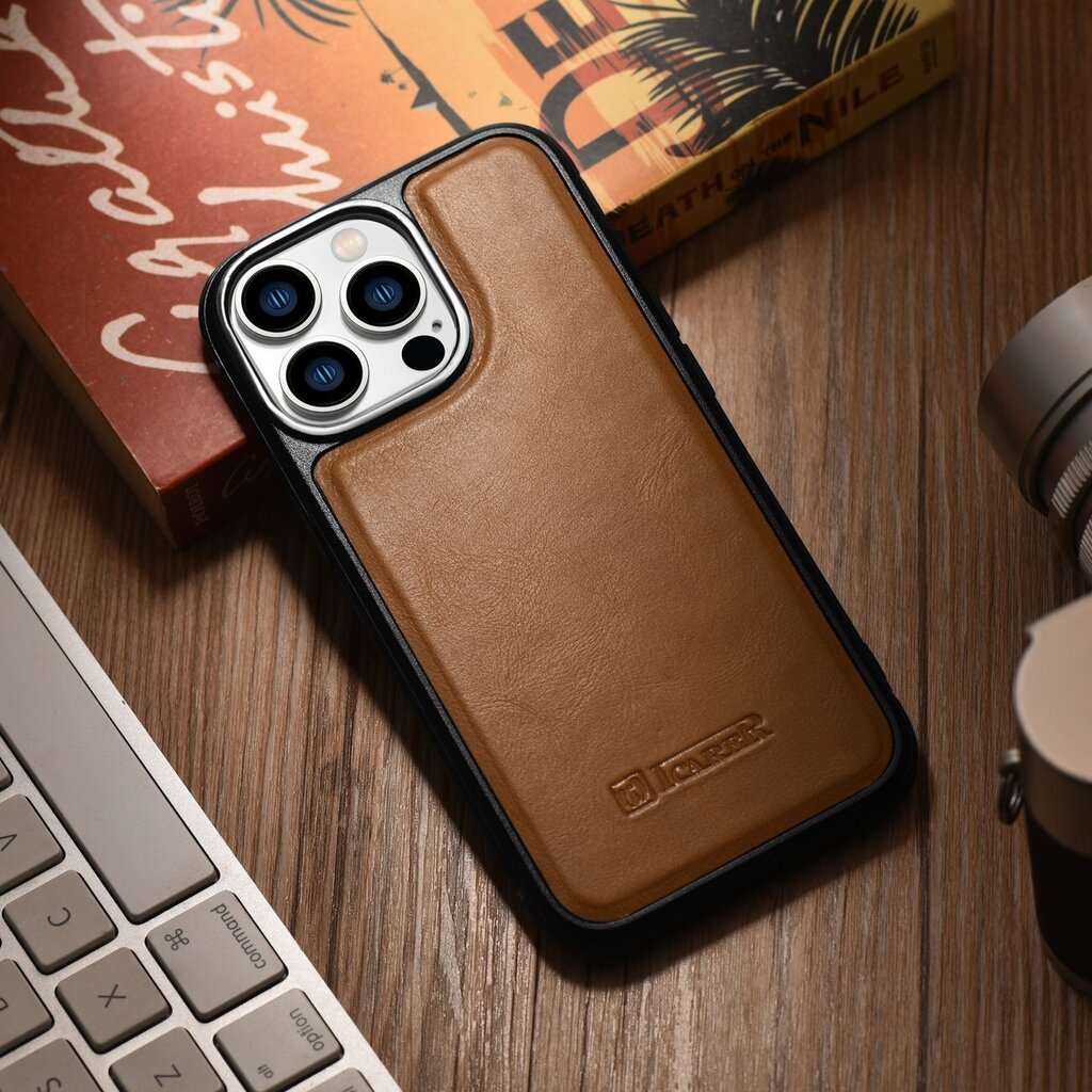 iCarer Leather iPhone 14 Pro (MagSafe compatible) brown (WMI14220718-TN) hind ja info | Telefonide kaitsekaaned ja -ümbrised | hansapost.ee