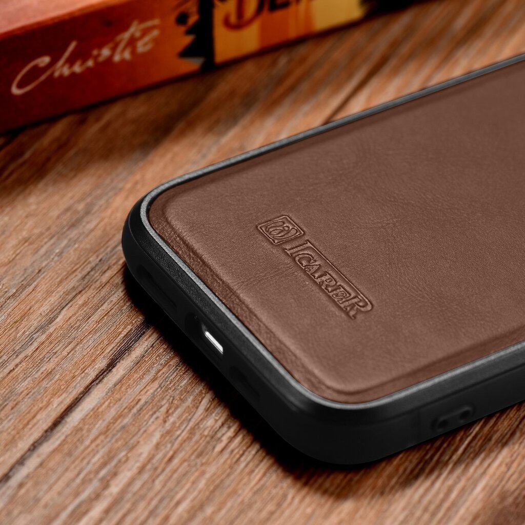 iCarer Leather iPhone 14 Pro (MagSafe compatible) brown (WMI14220718-BN) hind ja info | Telefonide kaitsekaaned ja -ümbrised | hansapost.ee