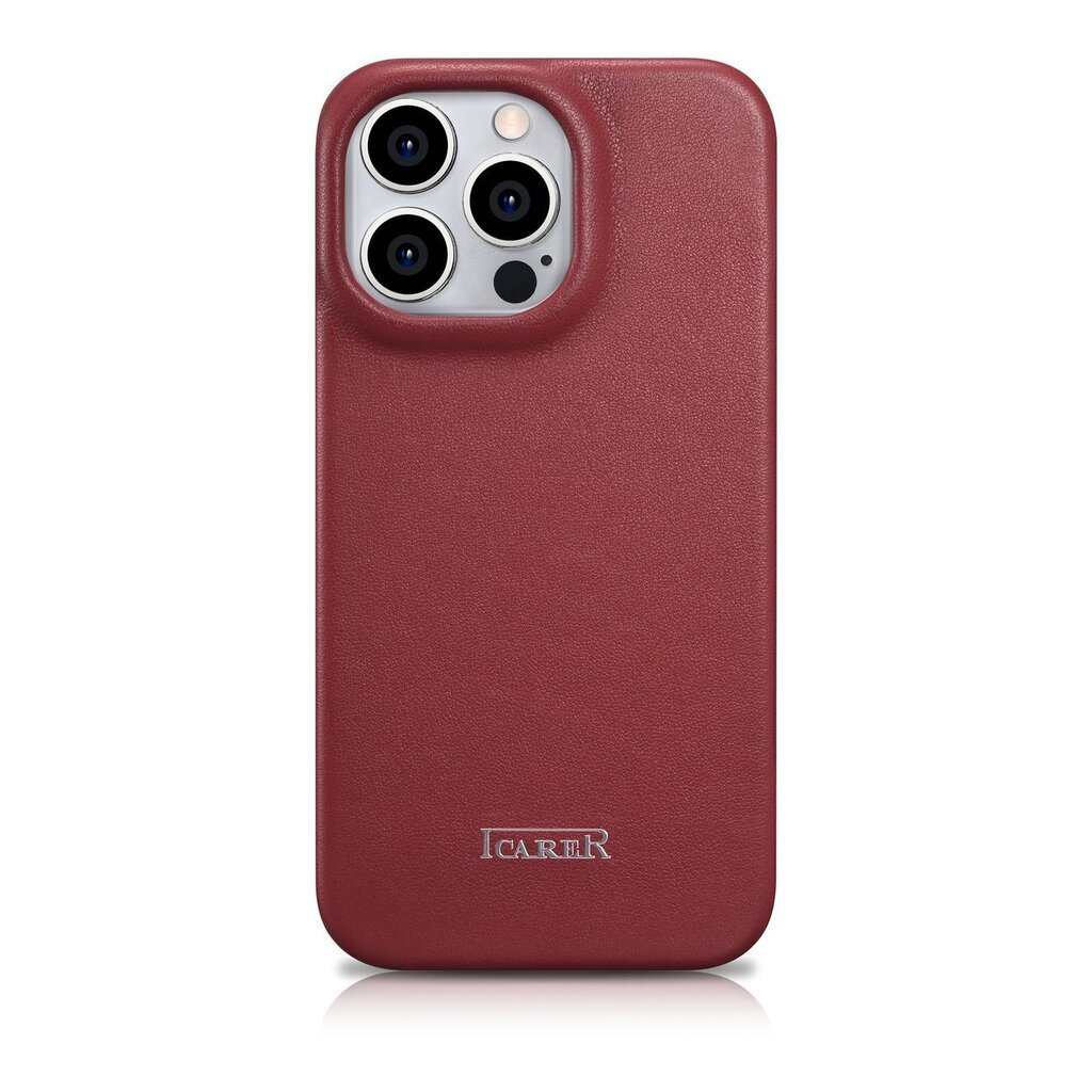 iCarer Leather iPhone 14 Pro Max Flip Magnetic MagSafe Red (WMI14220716-RD) hind ja info | Telefonide kaitsekaaned ja -ümbrised | hansapost.ee