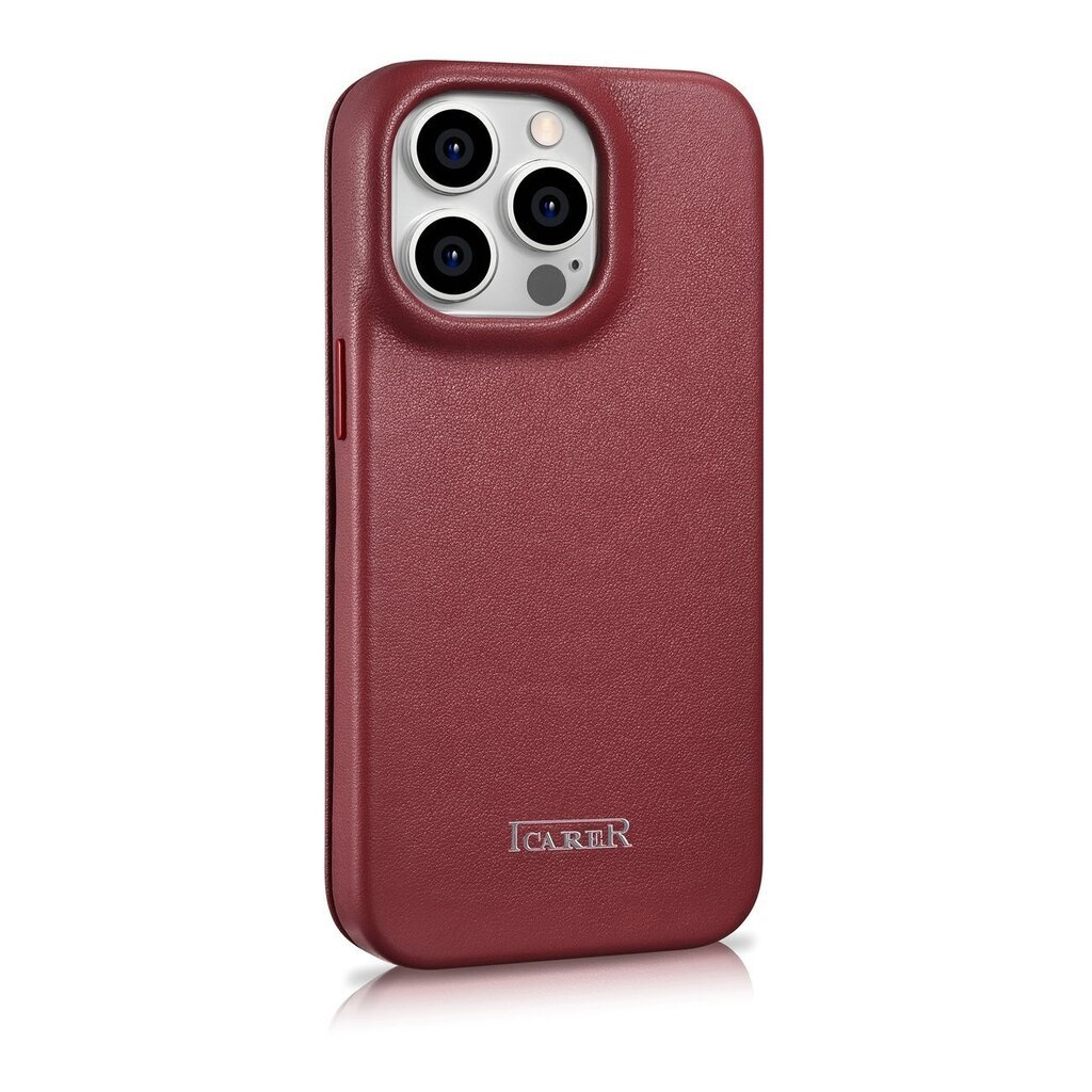 iCarer Leather iPhone 14 Pro Max Flip Magnetic MagSafe Red (WMI14220716-RD) hind ja info | Telefonide kaitsekaaned ja -ümbrised | hansapost.ee