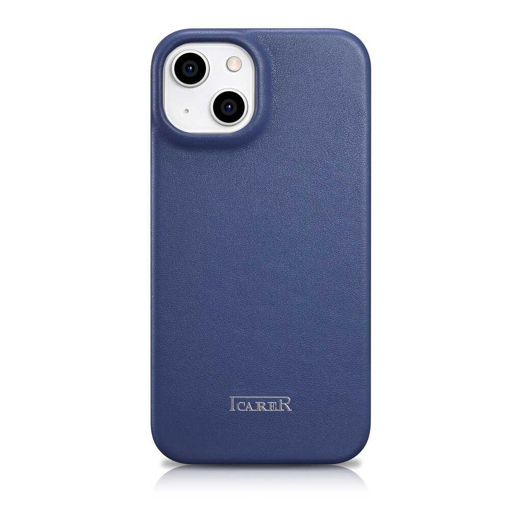 iCarer Leather iPhone 14 Plus Flip Magnetic MagSafe Blue (WMI14220715-BU) цена и информация | Telefonide kaitsekaaned ja -ümbrised | hansapost.ee