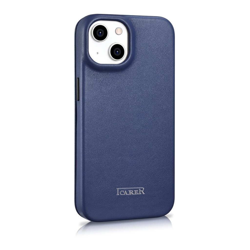 iCarer Leather iPhone 14 Plus Flip Magnetic MagSafe Blue (WMI14220715-BU) цена и информация | Telefonide kaitsekaaned ja -ümbrised | hansapost.ee