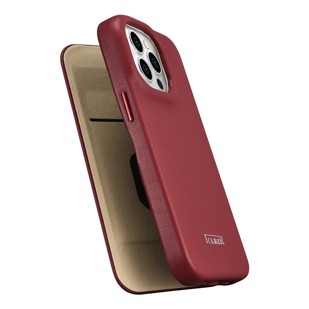 iCarer Leather iPhone 14 Pro Flip Magnetic MagSafe Red (WMI14220714-RD) цена и информация | Telefonide kaitsekaaned ja -ümbrised | hansapost.ee