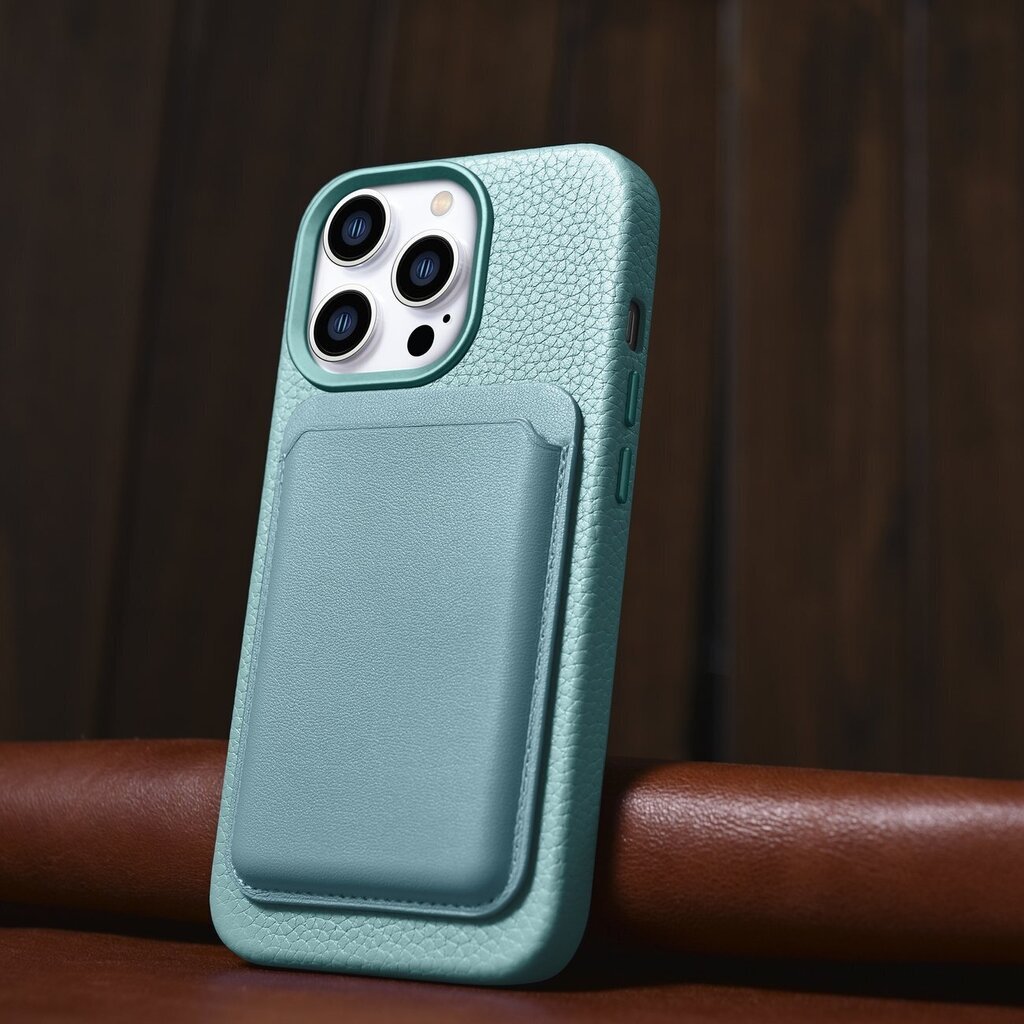 iCarer Litchi Leather iPhone 14 Pro Max Magnetic MagSafe Green (WMI14220712-GN) цена и информация | Telefonide kaitsekaaned ja -ümbrised | hansapost.ee