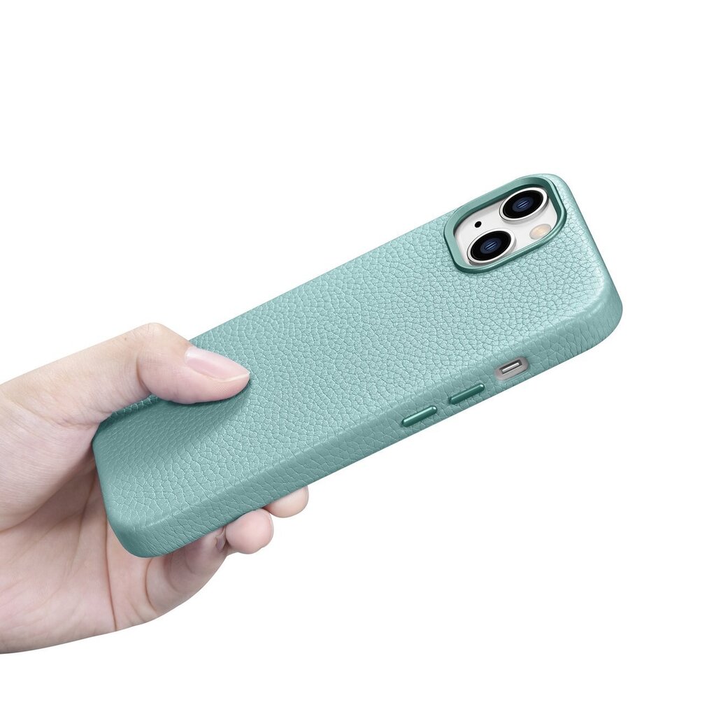 iCarer Litchi Leather iPhone 14 Plus Magnetic MagSafe Green (WMI14220711-GN) цена и информация | Telefonide kaitsekaaned ja -ümbrised | hansapost.ee