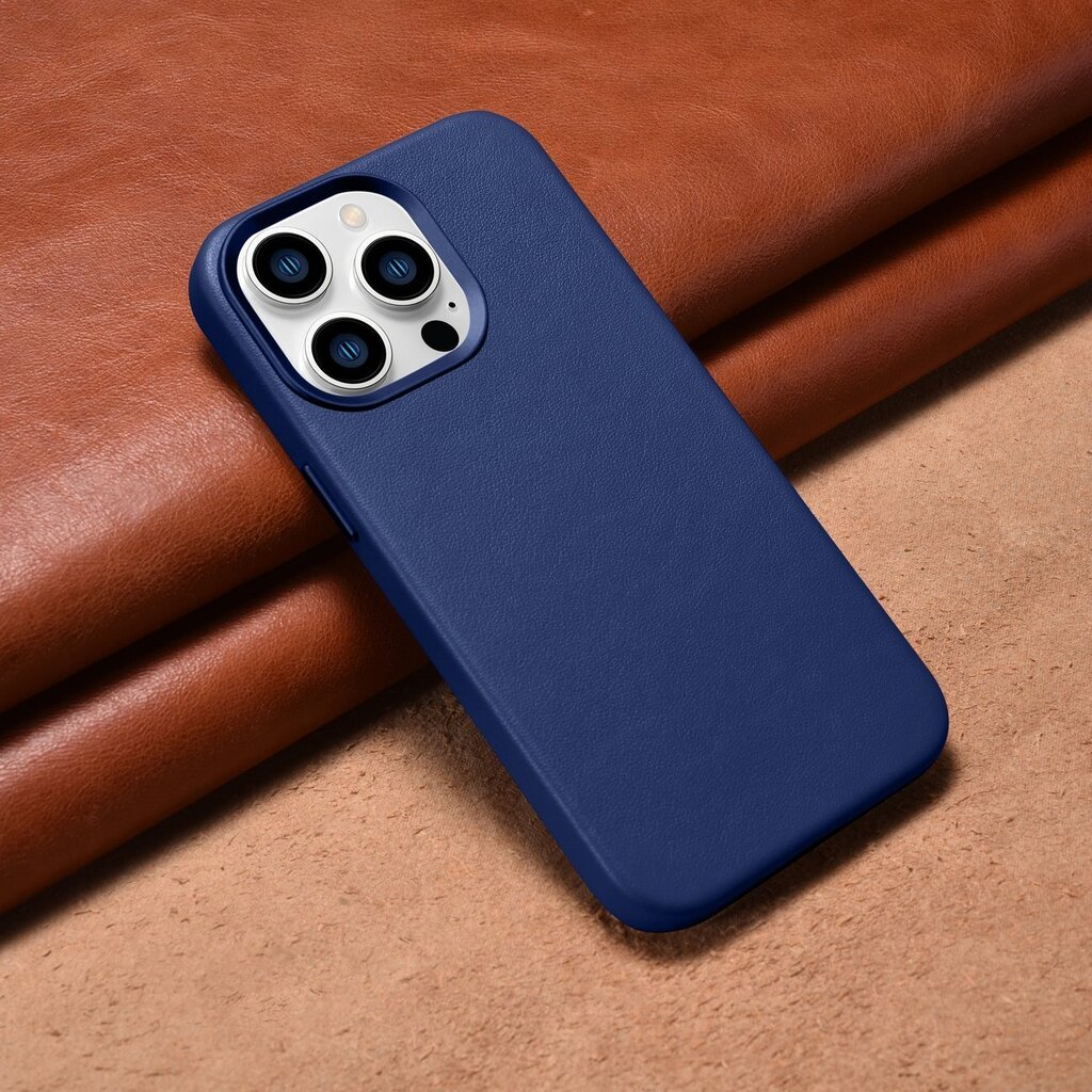 iCarer Leather iPhone 14 Pro Max Blue (WMI14220708-BU) (MagSafe Compatible) hind ja info | Telefonide kaitsekaaned ja -ümbrised | hansapost.ee