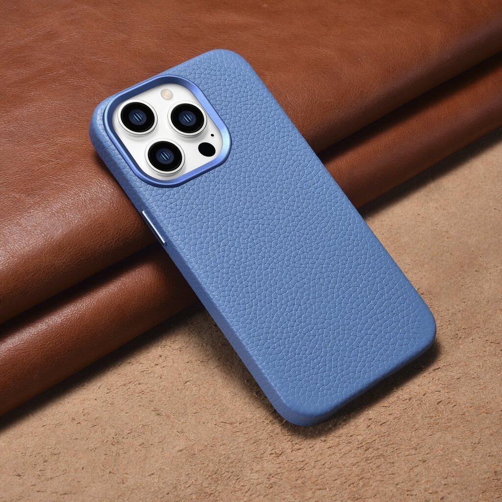 iCarer Litchi Leather iPhone 14 Pro Max Magnetic with MagSafe Light Blue (WMI14220712-LB) цена и информация | Telefonide kaitsekaaned ja -ümbrised | hansapost.ee